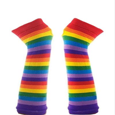 Jelinda Punk Gothic Skull Zebra Spider Rainbow Color Long Arm Warmer Fingerless Gloves