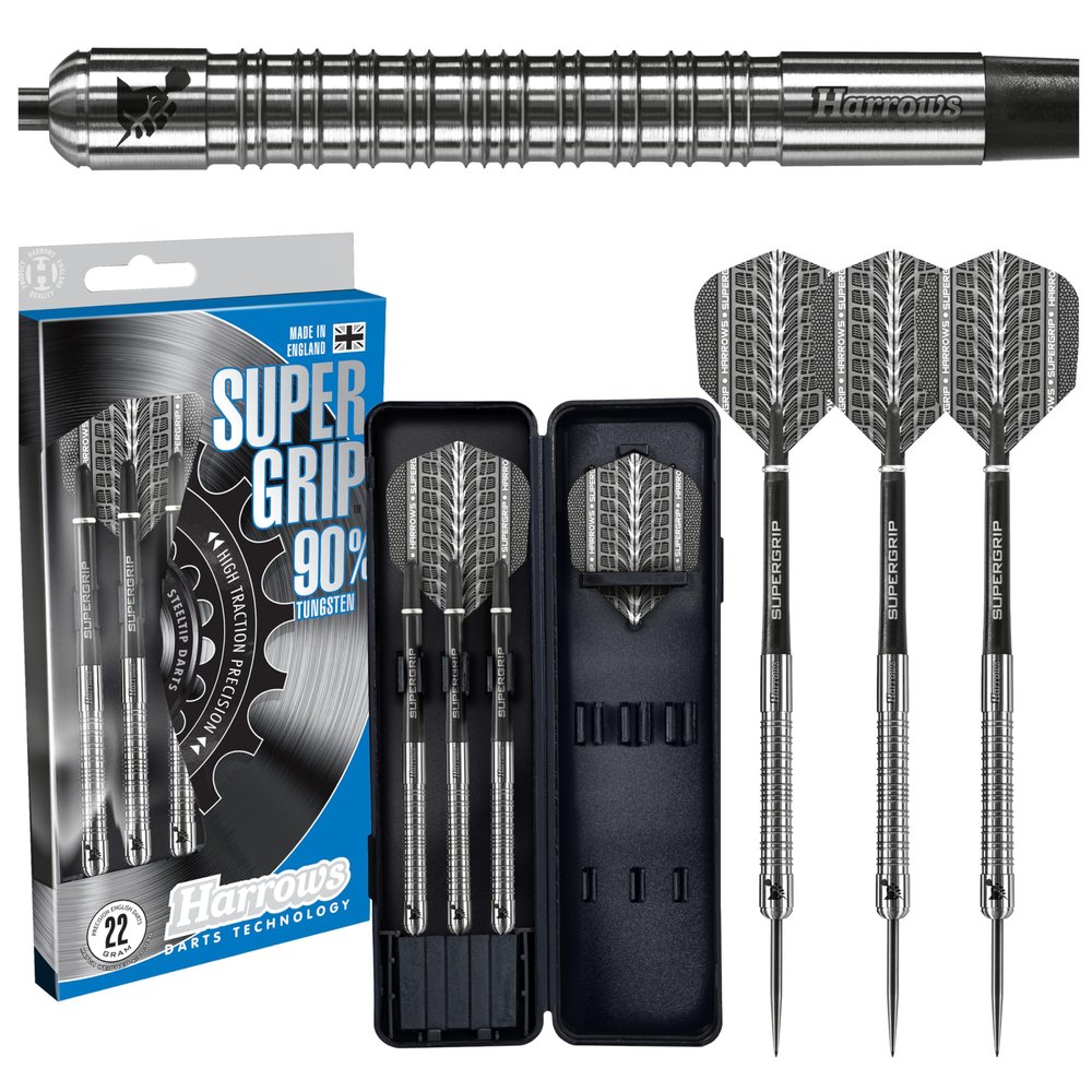 Harrows - Super Grip Tungsten Darts for Adults, Silver, One Size