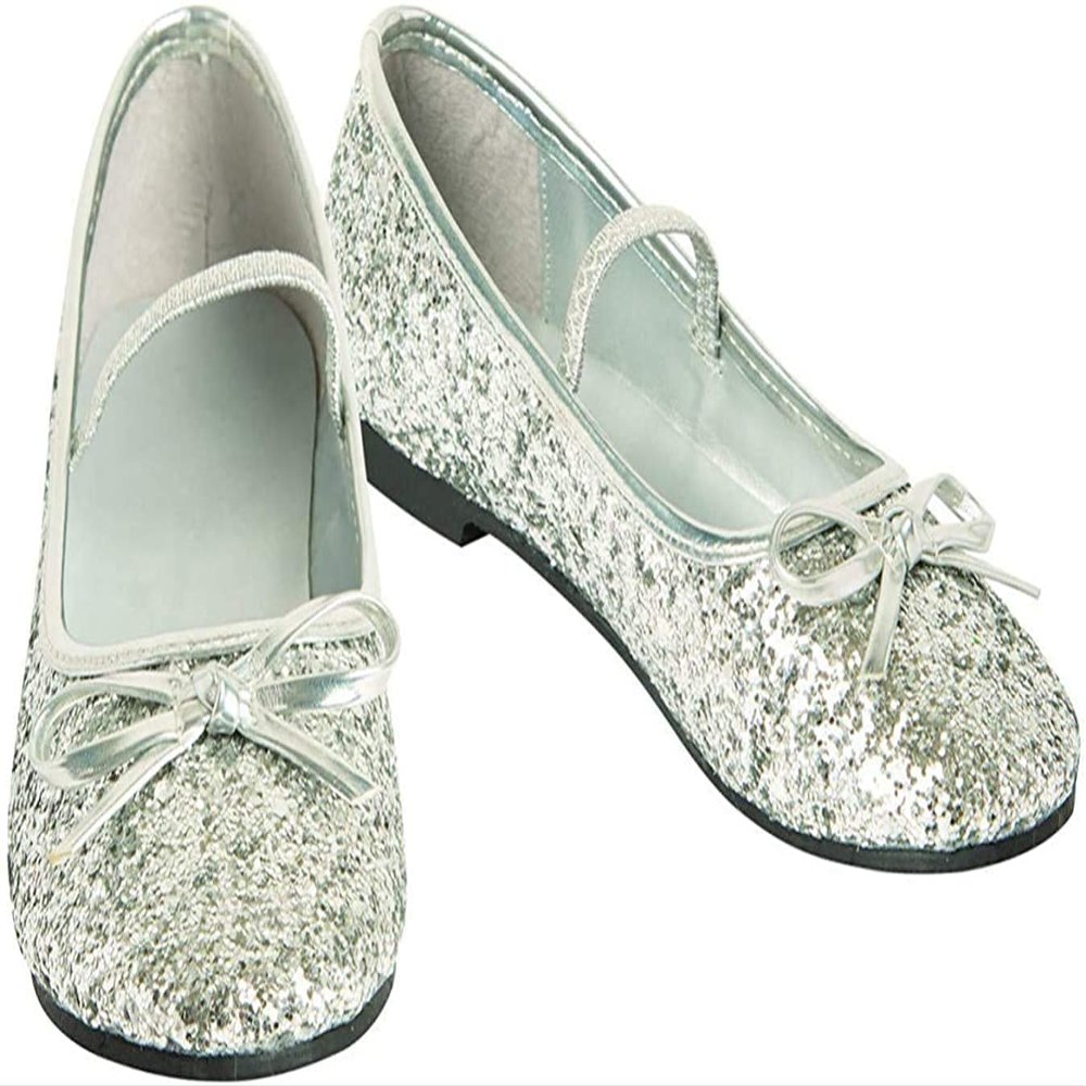 Rubies Girl's Costume Ballet Shoes, Silver, 4/5
