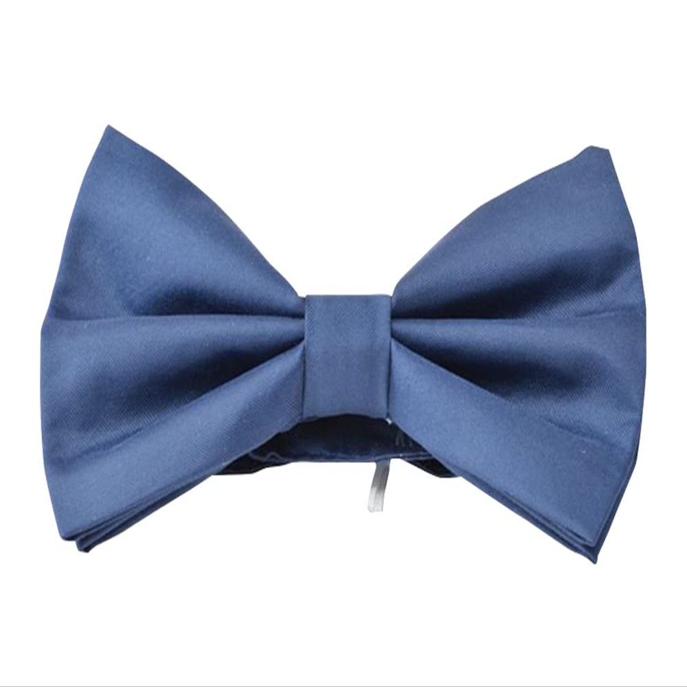 Uomo Vennetto - Men's Elegant Pre-tied Satin Tuxedo Style Bow Tie - Navy with Box
