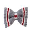 NYFASHION101 Men's Trendy Knitted Bow Ties- Gray/White with Red Stripes view 1