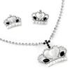 Topwholesalejewel Silver Crystal Royal Crown Shape with Jet Eyed Shaped Stones and Opaque Dangling from a Cross Necklace and Earrings Jewelry Set view 2
