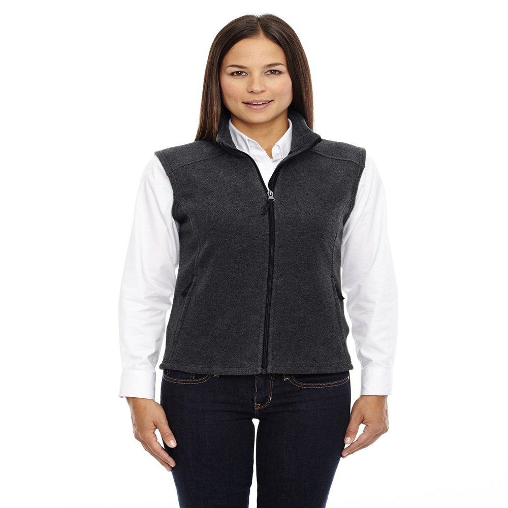 Ash City Ladies Journey Core 365 Fleece Vest (X-Small, Heather Charcoal)