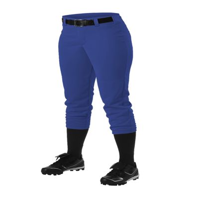 Athletic Fastpitch Softball Pants for Women. Low Rise Double Knit Royal Softball Pants with Belt Loop (Style 605PBW) Medium
