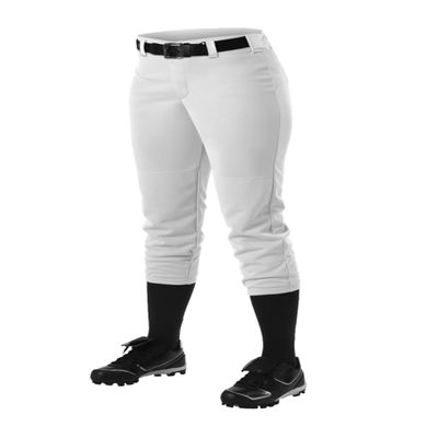 Athletic Fastpitch Softball Pants for Women. Low Rise Double Knit White Softball Pants with Belt Loop (Style 605PBW) XX-Large