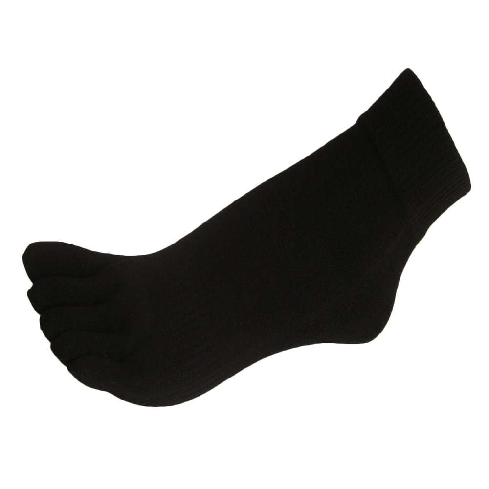 COUVER Black Men's/Women's 5 Finger Toe Socks Ankle, Small (1 Pair)