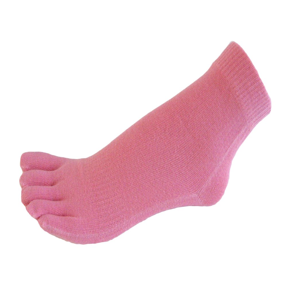 COUVER Pink Men's/Women's 5 Finger Toe Socks Ankle, Medium (1 Pair)