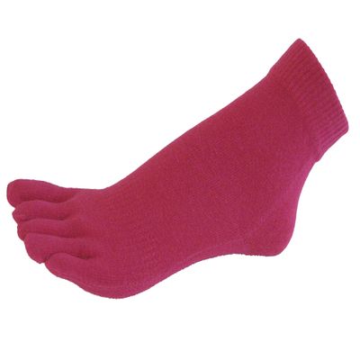 COUVER Hot Pink Men's/Women's 5 Finger Toe Socks Ankle, Medium (1 Pair)