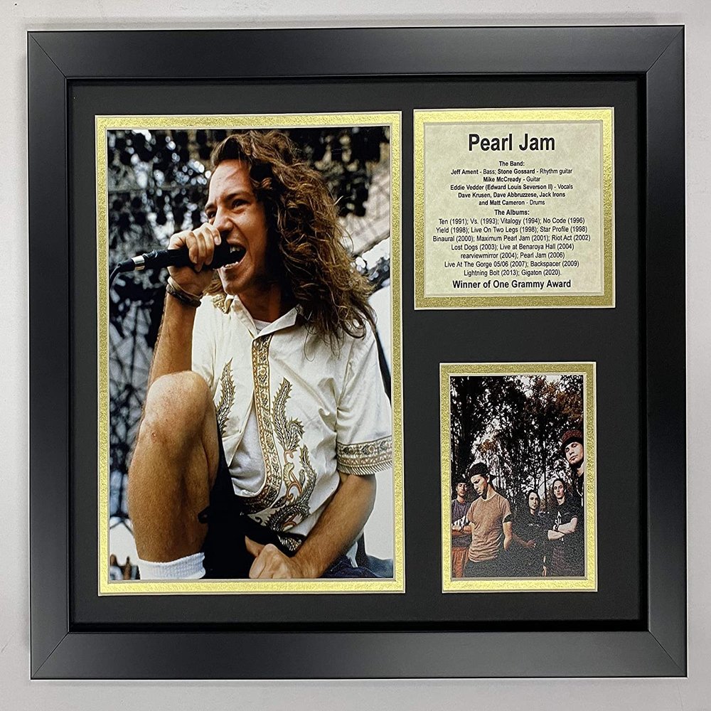 Pearl Jam Collectible | Framed Photo Collage Wall Art Decor - 12"x15" | Legends Never Die, Model: 16209U