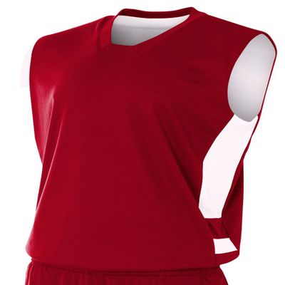 A4 Mens Reversible Speedway Muscle Shirt, Large, Cardinal/White