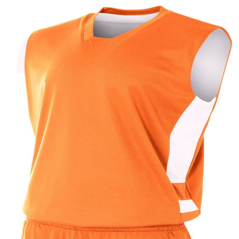 A4 Mens Reversible Speedway Muscle Shirt, 3XL, Orange/White