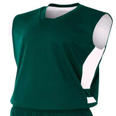 A4 Mens Reversible Speedway Muscle Shirt, Large, Forest/White