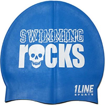 1Line Sports Swimming Rocks Silicone Swim Cap Royal