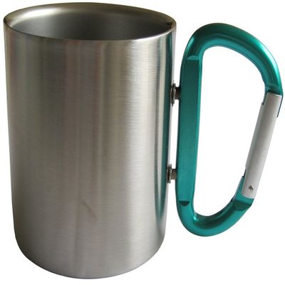 18-8 Stainless Steel Carabiner Cup, Double Wall Construction, 8.5 fl oz (240 ml), Green