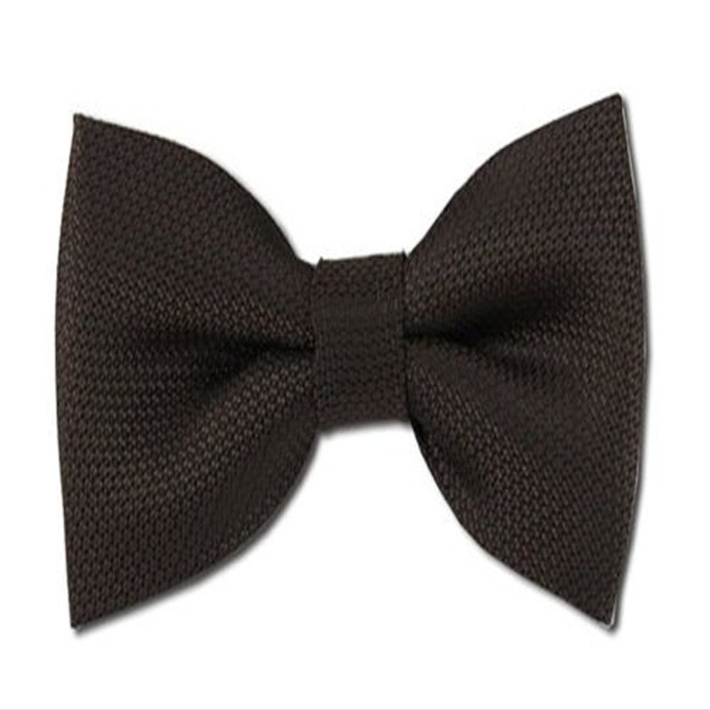 NYFASHION101 Men's Pre-Tied Woven Bow Tie - Brown Solid Grenadine