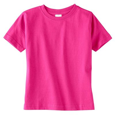 RABBIT SKINS Little Boy's Fine Jersey Ribbed Collar T-Shirt, HOT Pink, 2T