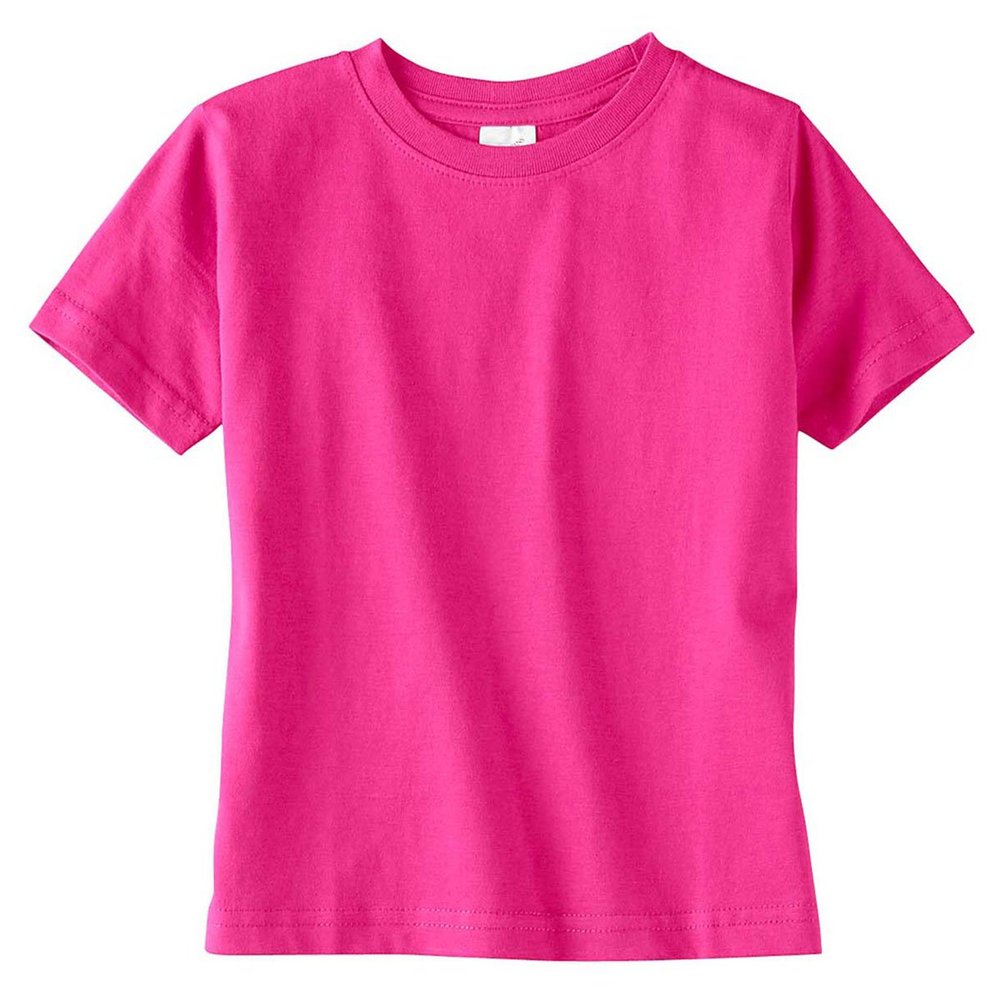 RABBIT SKINS Little Boy's Fine Jersey Ribbed Collar T-Shirt, HOT Pink, 2T