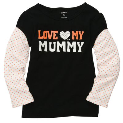Carter's Baby Girls Love Mummy T-Shirt (Nb-7)(24m) Black Orange