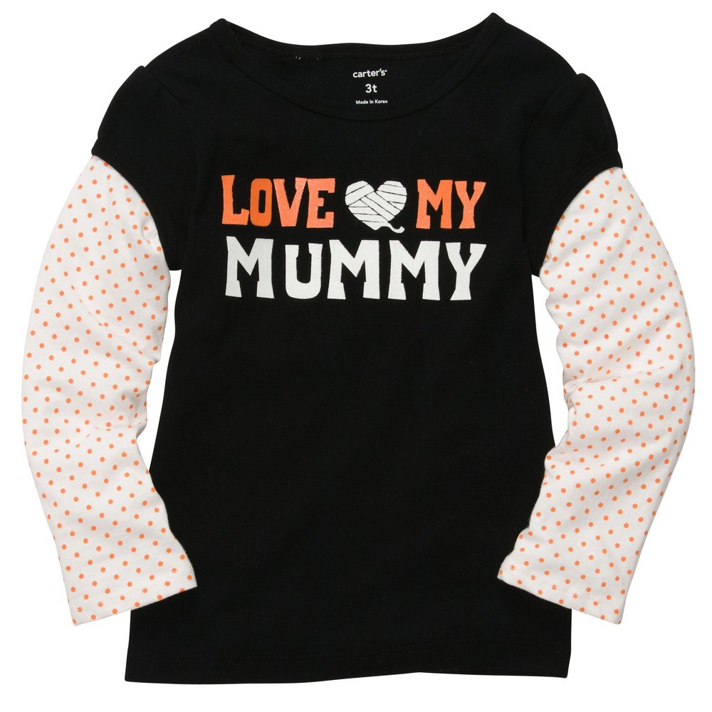 Carter's Baby Girls Love Mummy T-Shirt (Nb-7)(24m) Black Orange