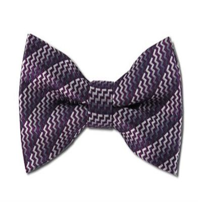 NYFASHION101 Men's Shaded Vertical Chevron Pre-Tied Woven Bow Tie, Dark Violet/Multi Gray
