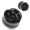 Body Accentz Plugs Semi Precious Stone Rose Carved on Single Side Double Flared Plug view 1
