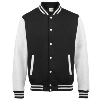 Awdis Kids Unisex Varsity Jacket/Schoolwear (XS - 3/4 Years) (Jet Black/Heather Grey)
