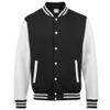 Awdis Kids Unisex Varsity Jacket/Schoolwear (XS - 3/4 Years) (Jet Black/Heather Grey) view 1