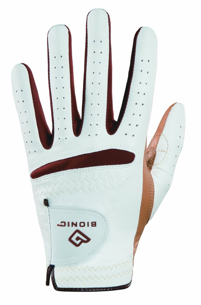 Bionic Women's RelaxGrip Right Hand Golf Glove, White/Caramel, Small