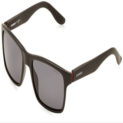 Carrera Men's CA8002/S Rectangular Sunglasses, Matte Black/Polarized Gray, 54 mm