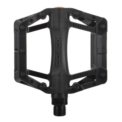 XPEDO Juvee Flat Bicycling Pedals | Nylon Body, Cromoly Spindle, 36 Molded Pins, 90x99x19mm Platform | MTB/BMX/Urban | Black