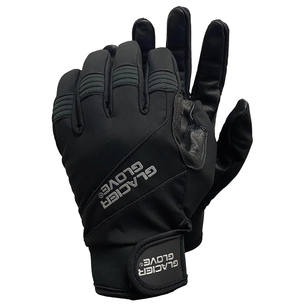 Glacier Glove Unisex Guide Water-Resistant Lightweight Breathable Flexible Adjustable Durable Genuine Leather Palm Hunting Shooting Fishing Safety Glove, Black, X-Large