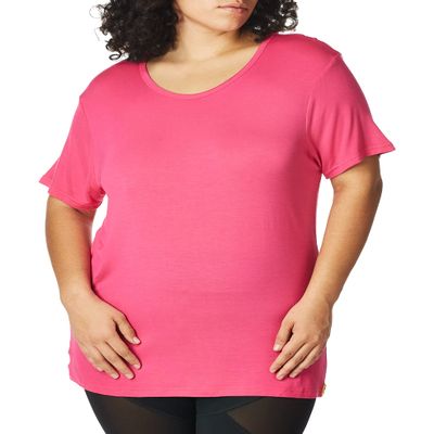 WonderWink Women's Silky Short Sleeve Tee, Hot Pink, X-Small