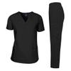 Dagacci Medical Uniform Womens and Mens Scrub Set Unisex Medical Scrub Shirt Top and Pant, Black, X-Small view 1