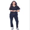 Dagacci Medical Uniform Womens and Mens Scrub Set Unisex Medical Scrub Shirt Top and Pant, Black, X-Small view 2