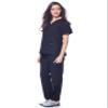 Dagacci Medical Uniform Womens and Mens Scrub Set Unisex Medical Scrub Shirt Top and Pant, Black, X-Small view 3