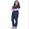 Dagacci Medical Uniform Womens and Mens Scrub Set Unisex Medical Scrub Shirt Top and Pant, Navy, X-Large, view 3