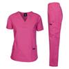 Dagacci Medical Uniform Woman and Man Scrub Set Unisex Medical Scrub Top and Pant, HOT Pink, XS view 1