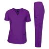 Dagacci Medical Uniform Womens and Mens Scrub Set Unisex Medical Scrub Shirt Top and Pant, Purple, Large, view 1