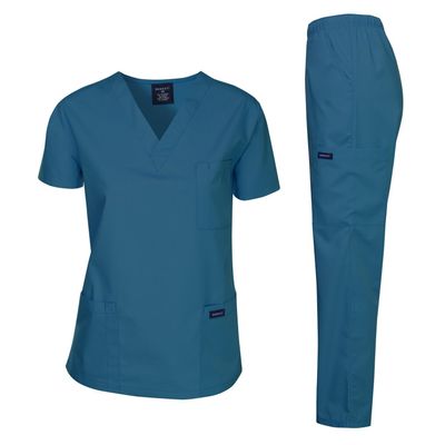 Dagacci Medical Uniform Womens Medical Scrub Set Shirt Top and Pant, Caribbean_, X-Small,