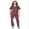 Dagacci Medical Uniform Woman and Man Scrub Set Unisex Medical Scrub Top and Pant, Brown, XL view 2