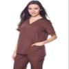 Dagacci Medical Uniform Woman and Man Scrub Set Unisex Medical Scrub Top and Pant, Brown, XL view 4