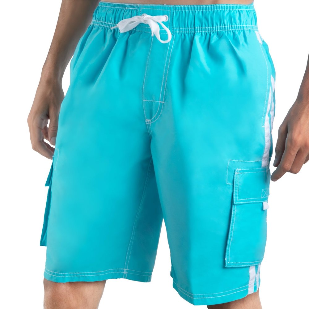 Kanu Surf Men's Barracuda Swim Trunks (Regular & Extended Sizes), Aqua, 2X