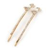 2 Bridal/Prom Long Crystal, Simulated Pearl 'Bow' Hair Grips/Slides In Gold Plating - 85mm Across view 1