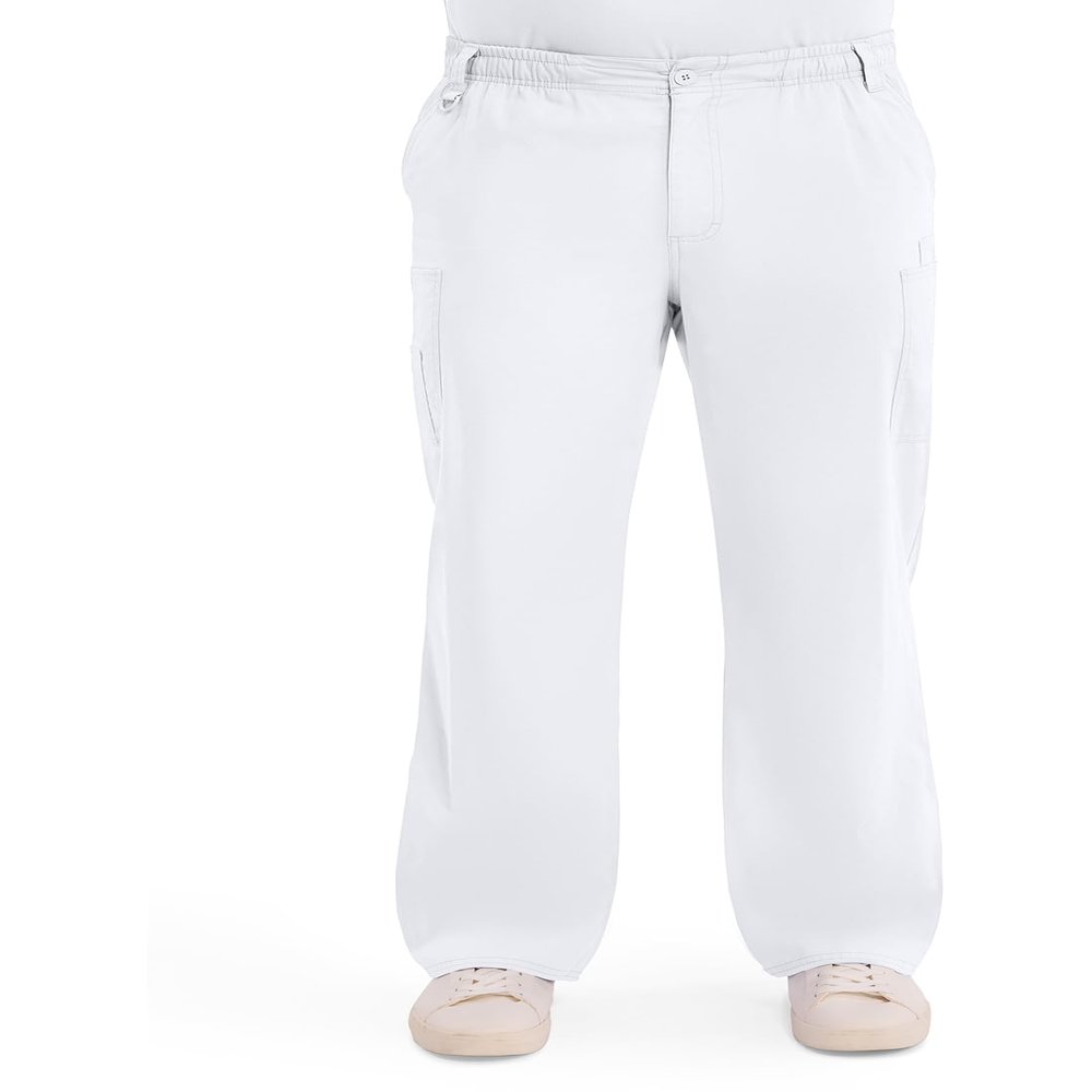 Dickies Men's Big EDS Signature Zip Fly Pull-on Scrub Pant, White, Large/Tall