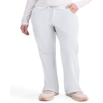 Dickies Women's Signature Mid Rise Drawstring Scrubs Cargo Pant, White, XX-Large Tall