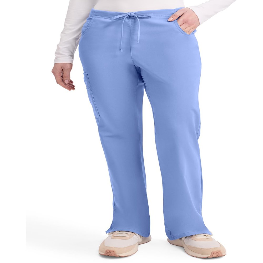 Dickies Women's Signature Mid Rise Drawstring Scrubs Cargo Pant, Ciel, XX-Large Tall