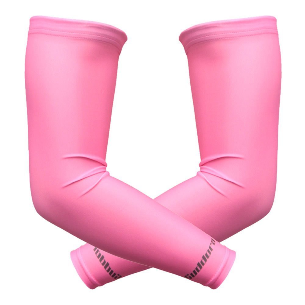 Suddora Arm Sleeves (Pair) - Sun Sleeves for Men and Women w/UV Protection for Cycling, Basketball, Running, Football, Outdoor Sports (Pink)