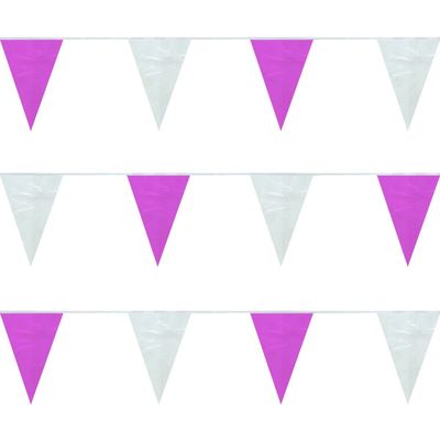 Flag and Banner International Signal Pennant - Nautical Pennants | Official Design | Decorative Maritime Outdoor Decor | Parties, Boats, Restaurants, Docks | Made in USA - Purple/White Heavy Duty String Pennants (60 ft.)