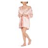 Linea Donatella Mom Lace Trim Chemise Nightgown & Wrap Robe Set Bisque Small view 2