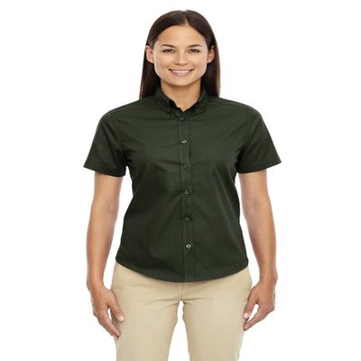 North End Optimum Women's 630 Forest Green Twill Short-Sleeve Dress Shirt XXL